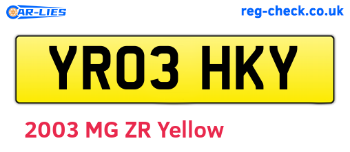 YR03HKY are the vehicle registration plates.