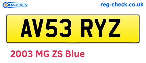 AV53RYZ are the vehicle registration plates.