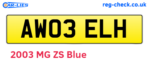 AW03ELH are the vehicle registration plates.