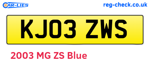 KJ03ZWS are the vehicle registration plates.