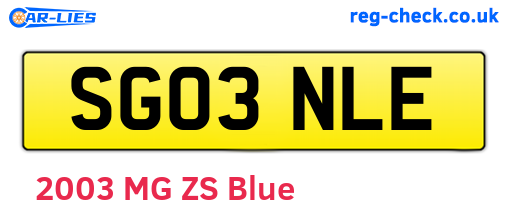 SG03NLE are the vehicle registration plates.