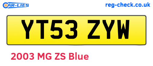 YT53ZYW are the vehicle registration plates.