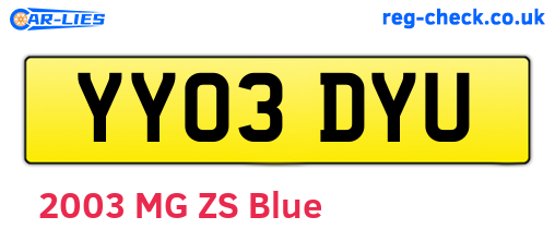 YY03DYU are the vehicle registration plates.