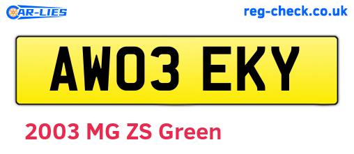 AW03EKY are the vehicle registration plates.