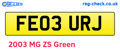 FE03URJ are the vehicle registration plates.