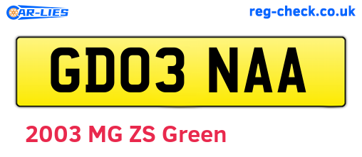 GD03NAA are the vehicle registration plates.