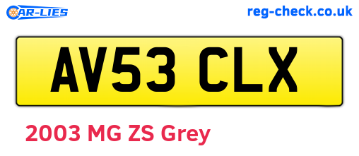AV53CLX are the vehicle registration plates.