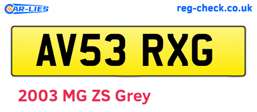 AV53RXG are the vehicle registration plates.