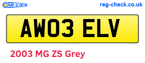 AW03ELV are the vehicle registration plates.