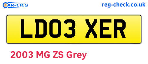 LD03XER are the vehicle registration plates.