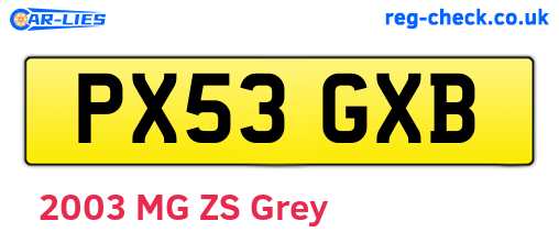 PX53GXB are the vehicle registration plates.