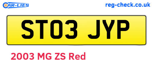 ST03JYP are the vehicle registration plates.