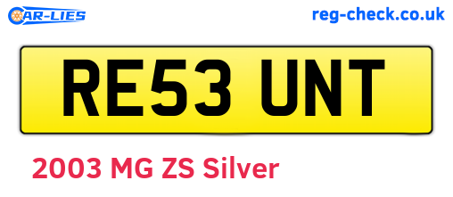 RE53UNT are the vehicle registration plates.