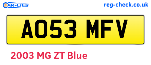 AO53MFV are the vehicle registration plates.