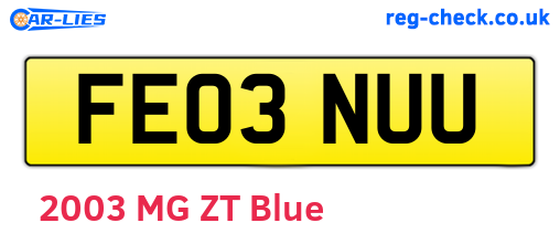 FE03NUU are the vehicle registration plates.