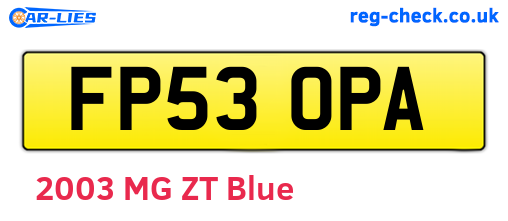 FP53OPA are the vehicle registration plates.