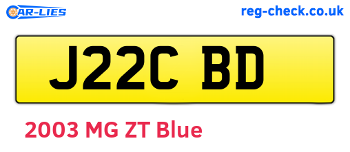 J22CBD are the vehicle registration plates.