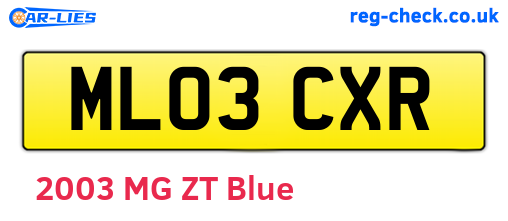 ML03CXR are the vehicle registration plates.