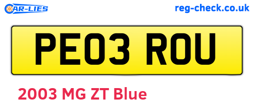 PE03ROU are the vehicle registration plates.