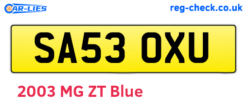 SA53OXU are the vehicle registration plates.