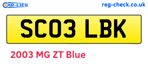 SC03LBK are the vehicle registration plates.