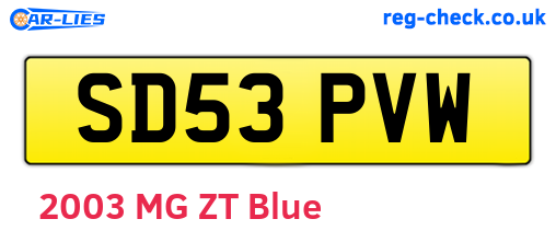 SD53PVW are the vehicle registration plates.