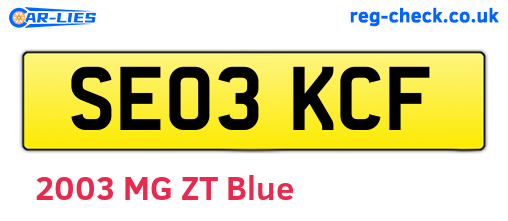 SE03KCF are the vehicle registration plates.