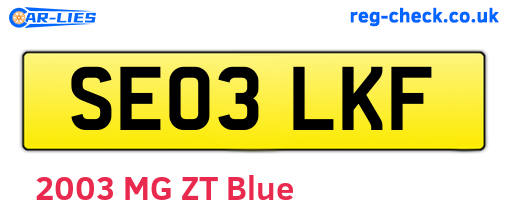 SE03LKF are the vehicle registration plates.