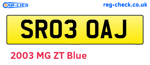SR03OAJ are the vehicle registration plates.