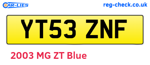 YT53ZNF are the vehicle registration plates.
