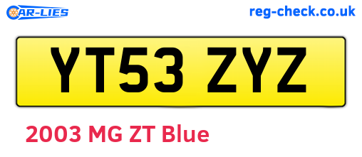 YT53ZYZ are the vehicle registration plates.