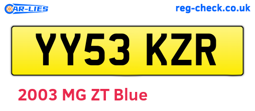 YY53KZR are the vehicle registration plates.