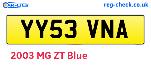 YY53VNA are the vehicle registration plates.