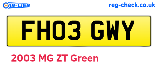 FH03GWY are the vehicle registration plates.