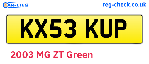 KX53KUP are the vehicle registration plates.