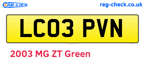 LC03PVN are the vehicle registration plates.