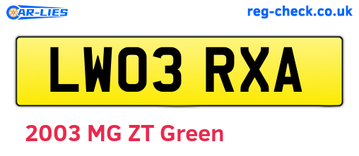 LW03RXA are the vehicle registration plates.