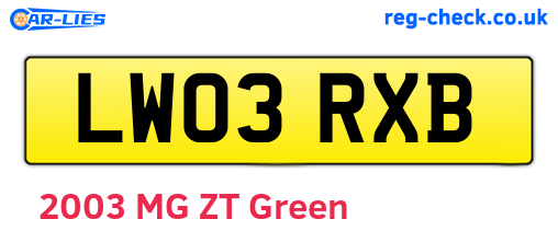 LW03RXB are the vehicle registration plates.