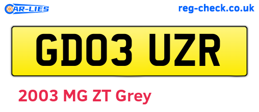 GD03UZR are the vehicle registration plates.