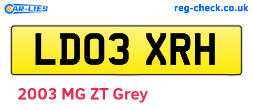 LD03XRH are the vehicle registration plates.