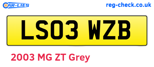 LS03WZB are the vehicle registration plates.