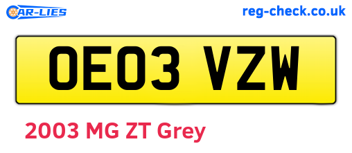 OE03VZW are the vehicle registration plates.