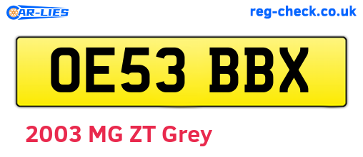 OE53BBX are the vehicle registration plates.