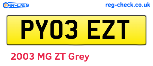 PY03EZT are the vehicle registration plates.