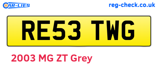 RE53TWG are the vehicle registration plates.