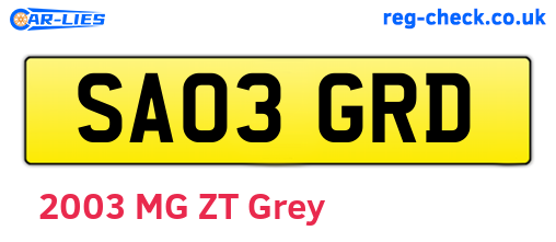 SA03GRD are the vehicle registration plates.