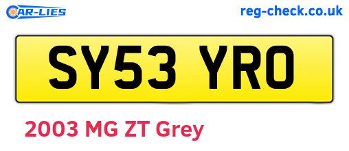 SY53YRO are the vehicle registration plates.