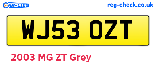 WJ53OZT are the vehicle registration plates.