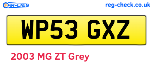 WP53GXZ are the vehicle registration plates.