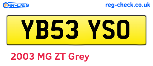 YB53YSO are the vehicle registration plates.